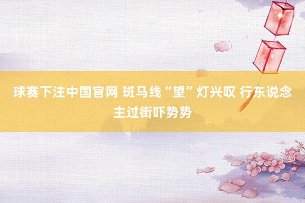 球赛下注中国官网 斑马线“望”灯兴叹 行东说念主过街吓势势