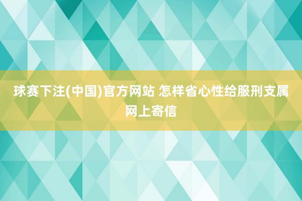 球赛下注(中国)官方网站 怎样省心性给服刑支属网上寄信