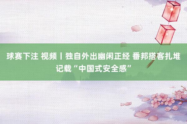 球赛下注 视频丨独自外出幽闲正经 番邦搭客扎堆记载“中国式安全感”
