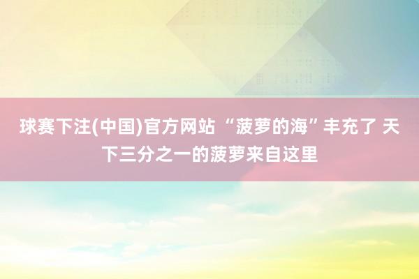 球赛下注(中国)官方网站 “菠萝的海”丰充了 天下三分之一的菠萝来自这里
