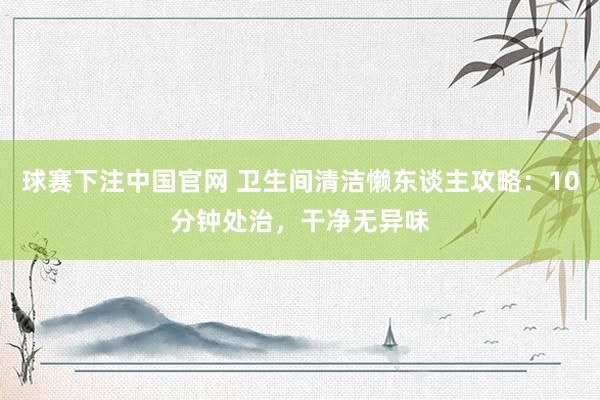 球赛下注中国官网 卫生间清洁懒东谈主攻略：10分钟处治，干净无异味