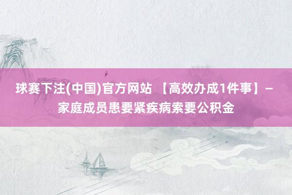 球赛下注(中国)官方网站 【高效办成1件事】— 家庭成员患要紧疾病索要公积金