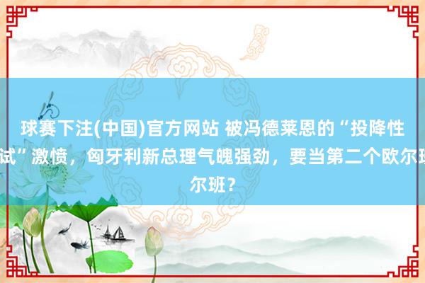 球赛下注(中国)官方网站 被冯德莱恩的“投降性测试”激愤，匈牙利新总理气魄强劲，要当第二个欧尔班？