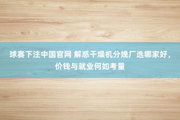 球赛下注中国官网 解惑干燥机分娩厂选哪家好，价钱与就业何如考量
