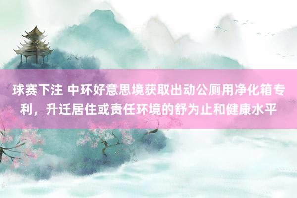 球赛下注 中环好意思境获取出动公厕用净化箱专利，升迁居住或责任环境的舒为止和健康水平