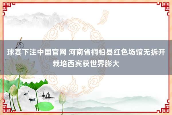 球赛下注中国官网 河南省桐柏县红色场馆无拆开栽培西宾获世界膨大