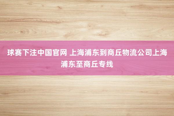 球赛下注中国官网 上海浦东到商丘物流公司上海浦东至商丘专线