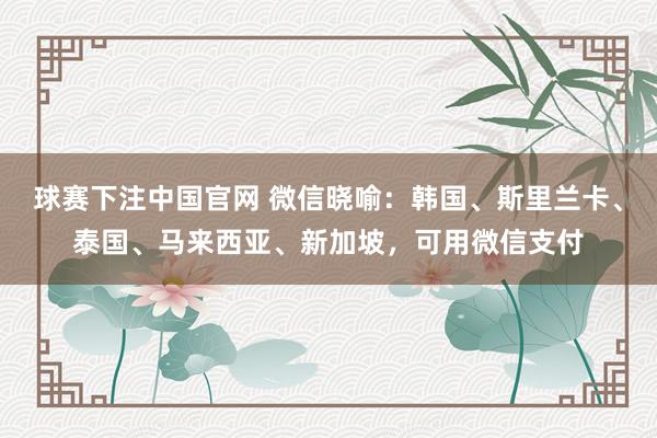 球赛下注中国官网 微信晓喻：韩国、斯里兰卡、泰国、马来西亚、新加坡，可用微信支付