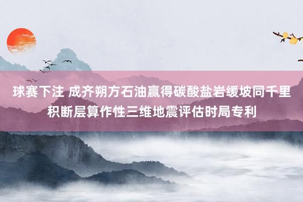 球赛下注 成齐朔方石油赢得碳酸盐岩缓坡同千里积断层算作性三维地震评估时局专利