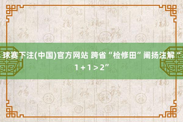 球赛下注(中国)官方网站 跨省“检修田”阐扬注解“1＋1＞2”