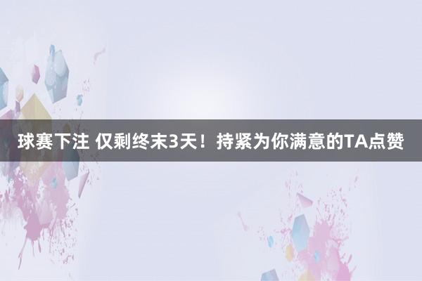 球赛下注 仅剩终末3天！持紧为你满意的TA点赞