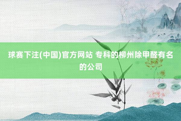 球赛下注(中国)官方网站 专科的柳州除甲醛有名的公司