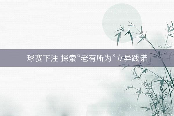 球赛下注 探索“老有所为”立异践诺